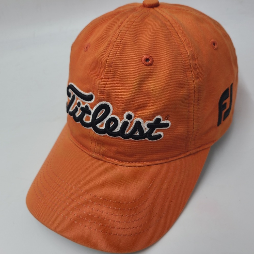 Titleist Hat Strapback Orange Black Golf FJ FootJoy Sports Outdoors Casual Men